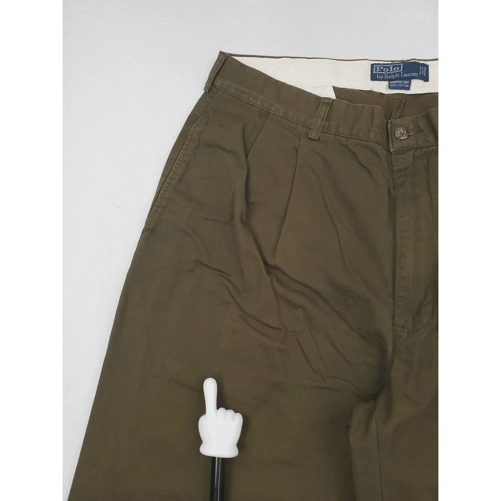 Vintage Polo Ralph Lauren Pants Mens 36x30 Green Hammond Pleated Chino Relaxed